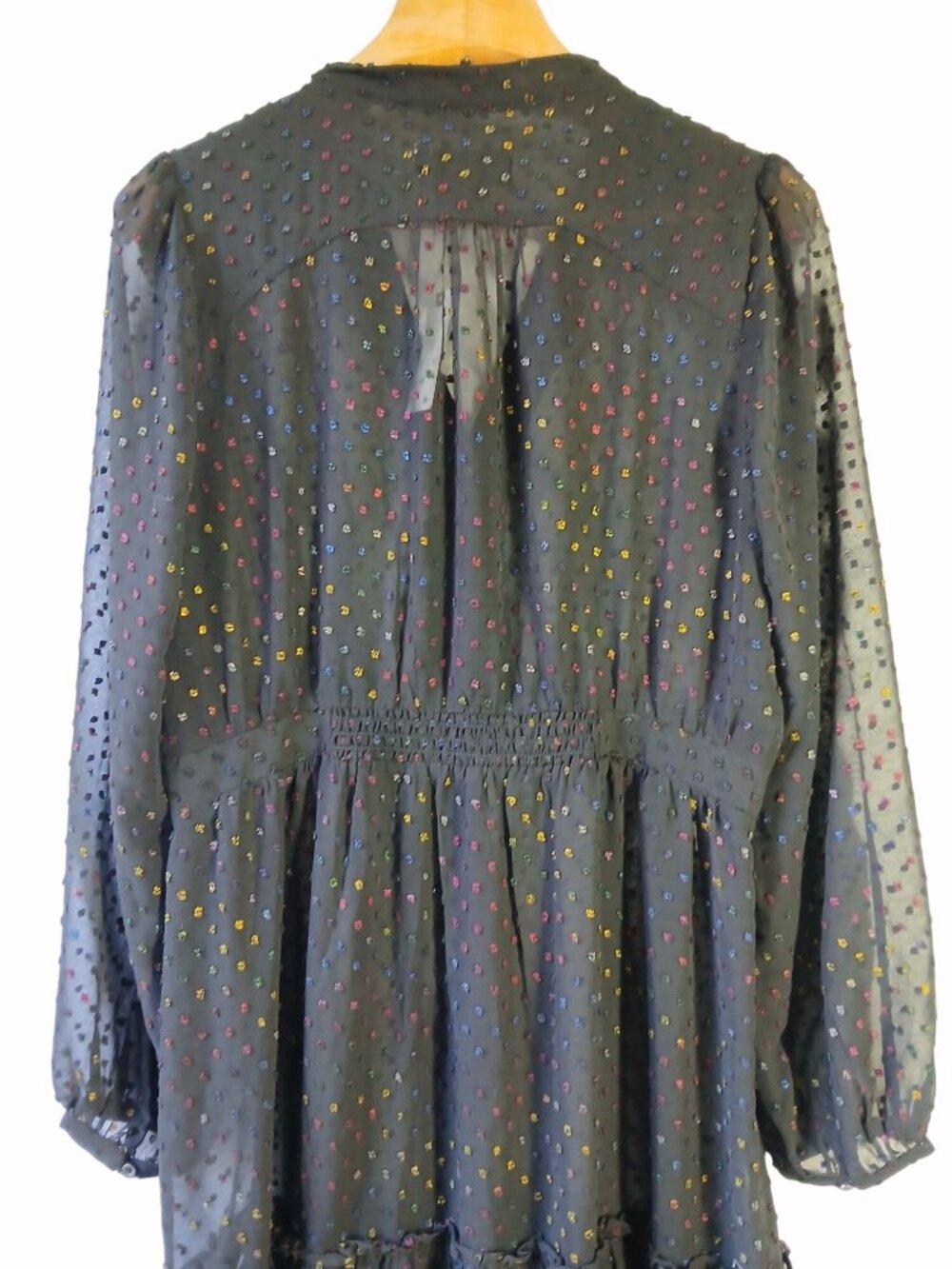 Anthropologie Sheer Audrey Tiered Midi Dress Size 14 Whimsy Goth Clip Dot New - Picture 10 of 16